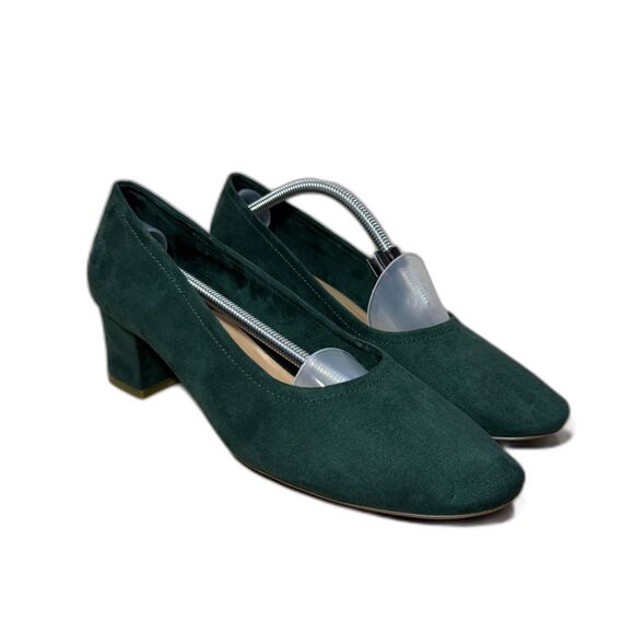 Oak + Fort Microsuede Round Toe Pump - Forest Green 10 - Picture 2 of 9